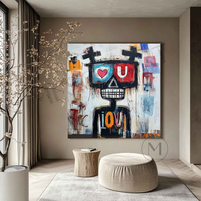 Large Love Graffiti Portrait Abstract Painting Love Graffiti Abstract Canvas Wall Art Decoration