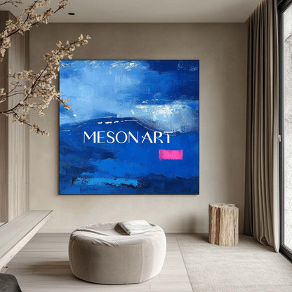 Large Contemporary Blue Abstract Canvas Wall Art Blue Abstract Landscape Paintings for Sale