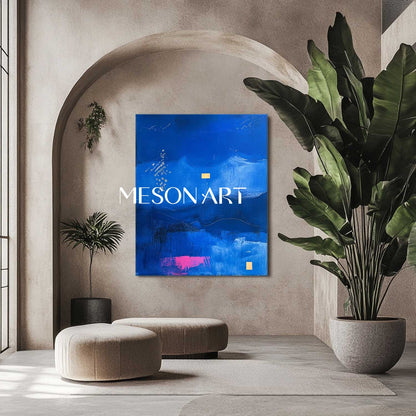 Large Blue Abstract Art For Sale Blue Abstract Minimalist Landscape Canvas Wall Painting For Sale