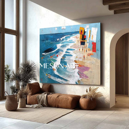 Large Ocean Wave Beach Abstract Art for Sale Sea Beach Texture Canvas Wall Art Decor