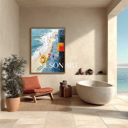 3D Seaside Beach Texture Wall Art Decoration Ocean Waves Beach Abstract Texture Canvas Paintings