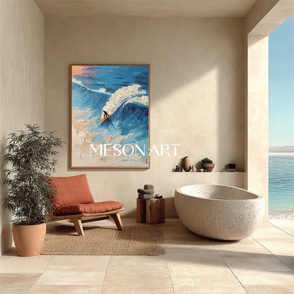 Large 3D Professional Surfer Wall Art Professional Surfer Abstract Textured Canvas Painting