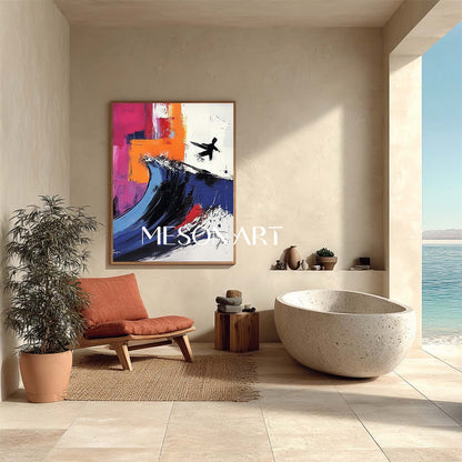 Large Funny Surfer Graffiti Abstract Canvas Art Funny Surfer Abstract Wall Art for Sale