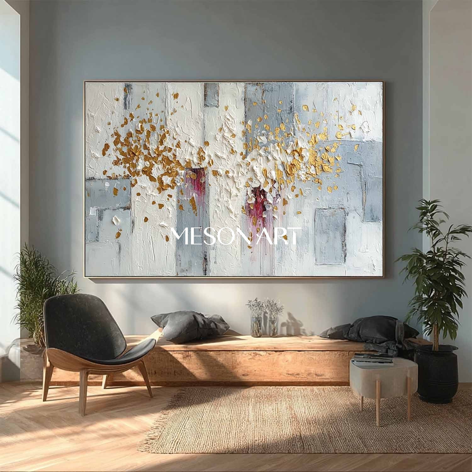 Handmade Large Gold Painting Textured Canvas Abstract Wall Art Decor