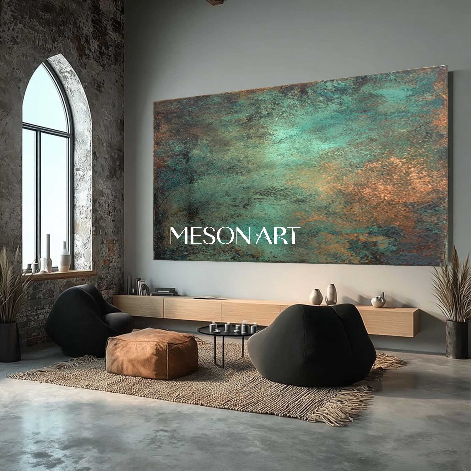 Buy Green and Bronze Abstract Art Canvas Bronze Living Room Wall Decor