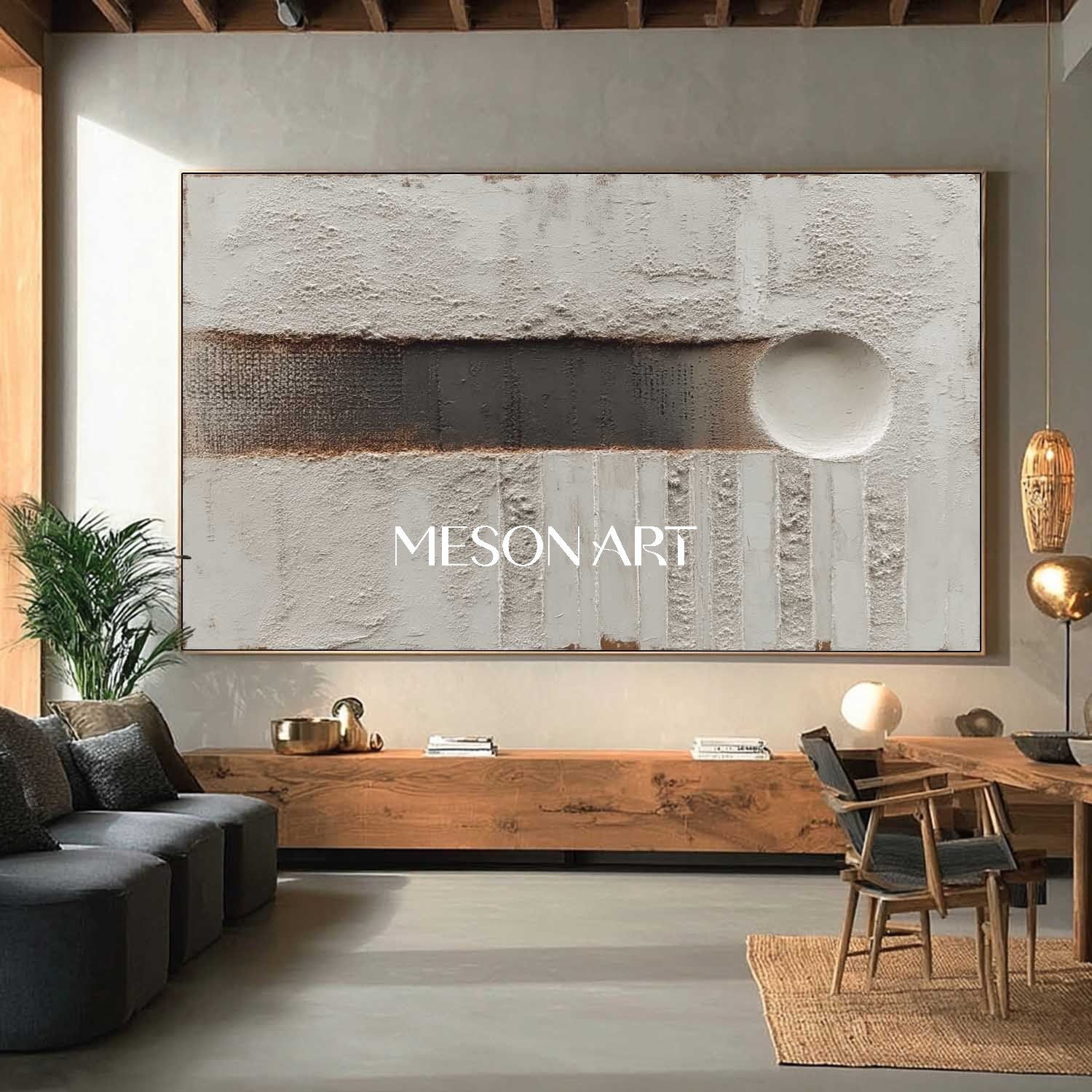 Buy Wabi-Sabi Minimalist Textured Wall Art Large Abstract Gray Canvas
