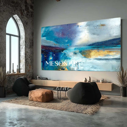 Large Wall Abstract Blue Texture Canvas Painting Blue Abstract Art