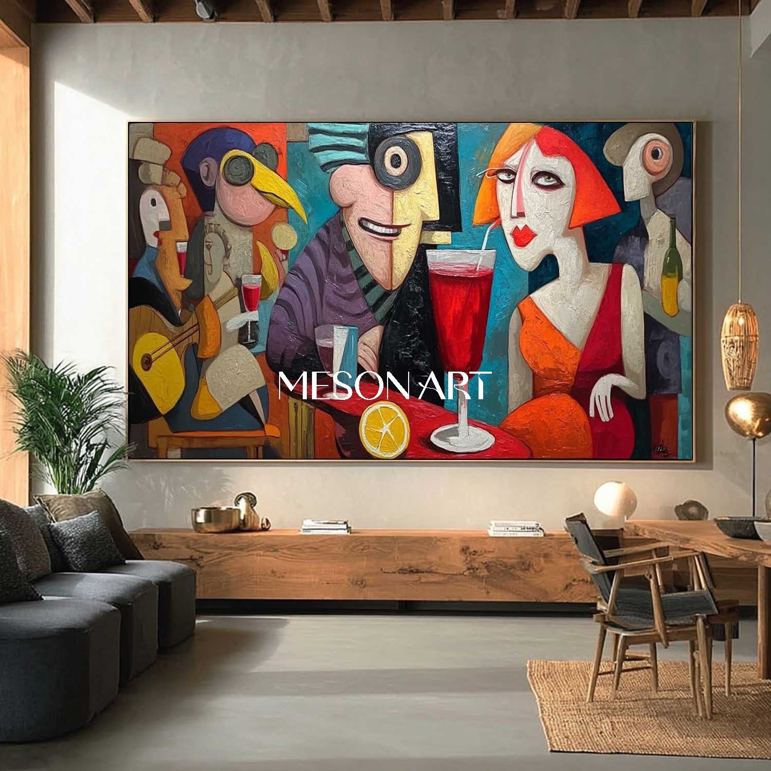 Order Large Panoramic Pop Art Painting for Living Room or Hotel Lobby
