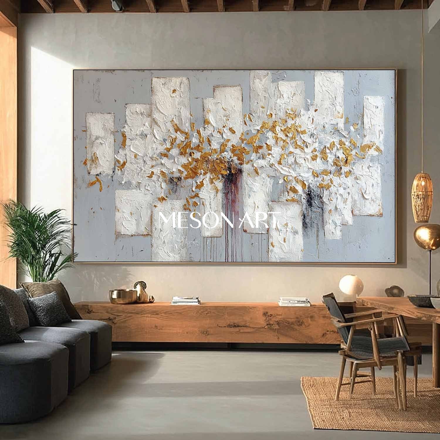 Buy Large Framed Abstract Wall Art Gold Textured Canvas Decor On Sale