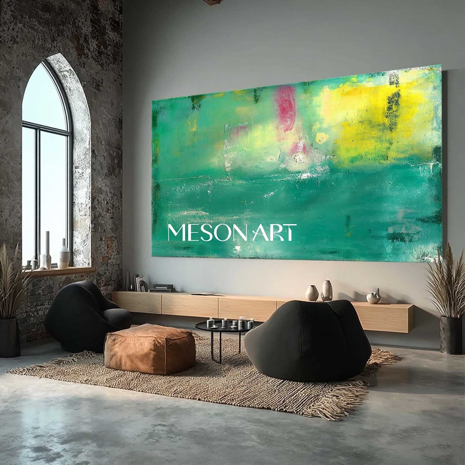 Big Green Abstract Painting Green Wall Art Decoration For Living Room