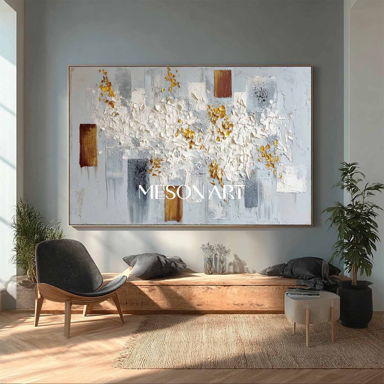 Oversized Contemporary Abstract Hand-Painted Wall Art for Living Room