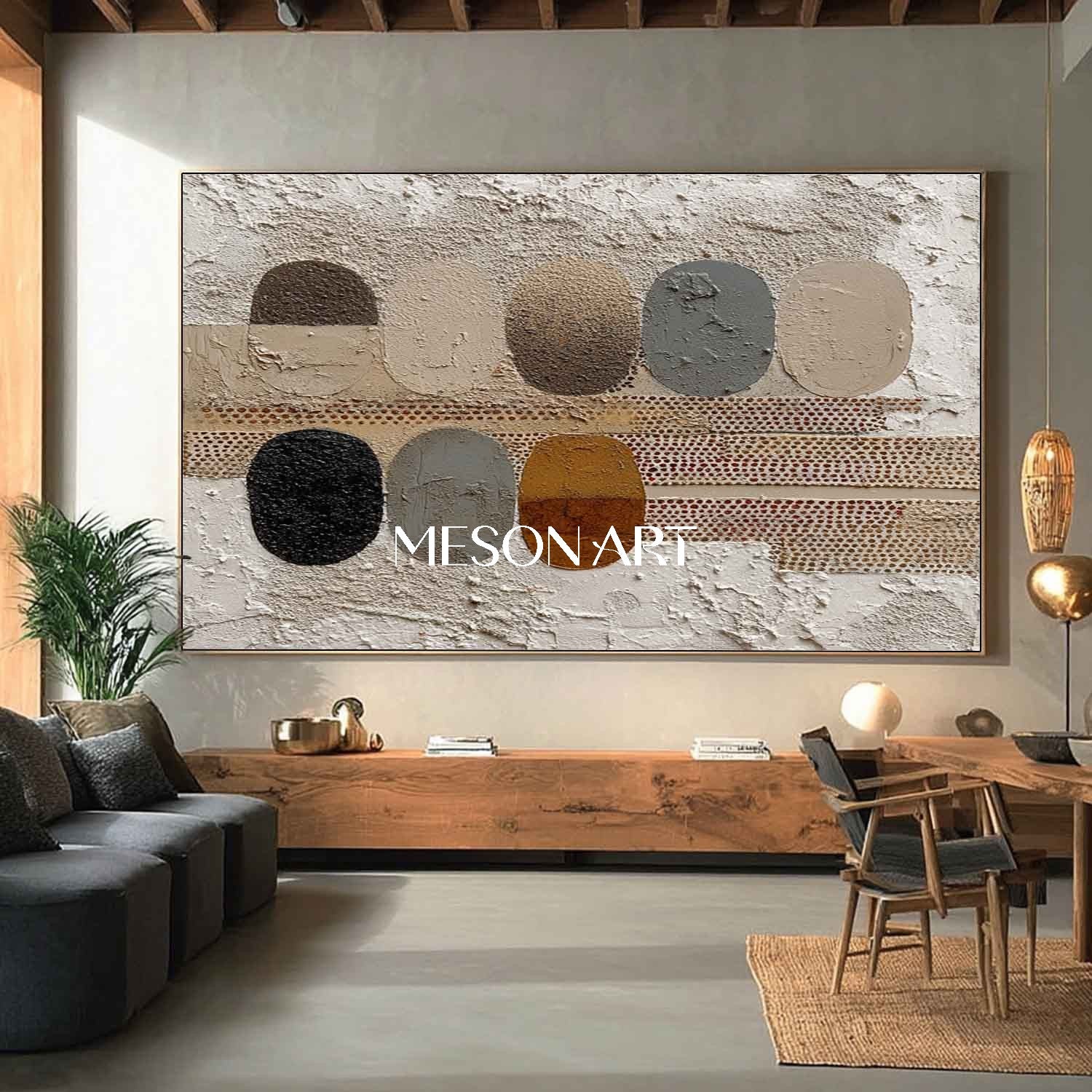 Earthy Tones Wabi-Sabi Large Canvas Textured Wall Art Free Shipping