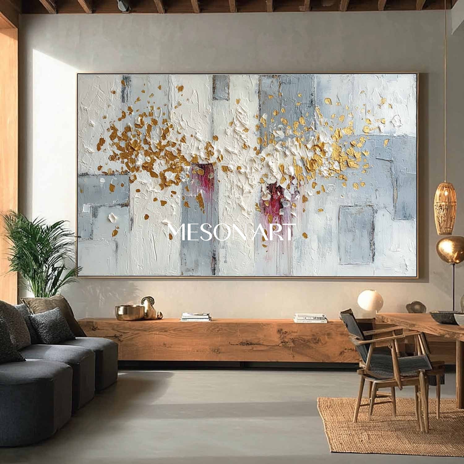 Handmade Large Gold Painting Textured Canvas Abstract Wall Art Decor  