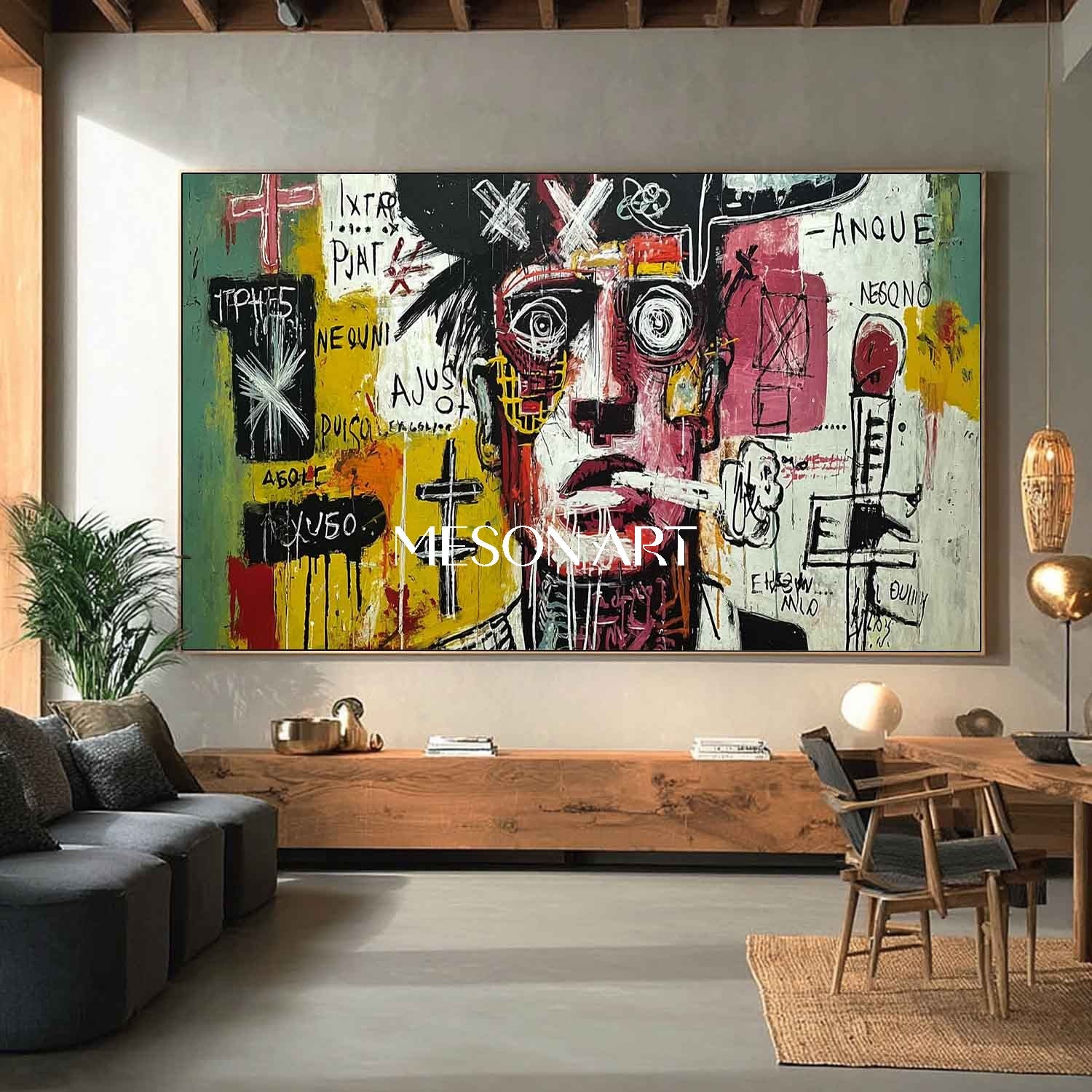 Large Abstract Neo Expressionism Portrait Painting Modern Home Decor
