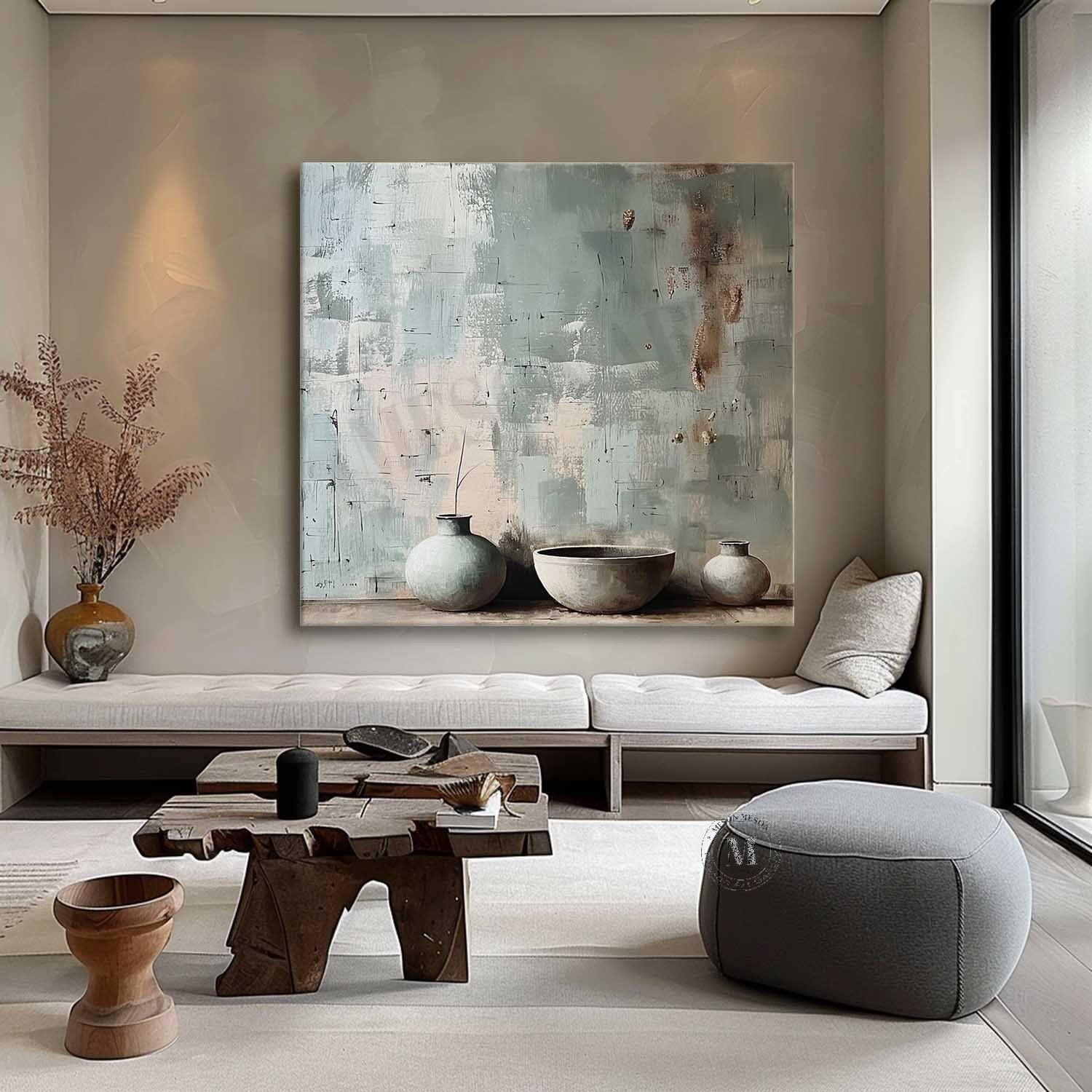 Gray Clay Pot Artwork for Sale Clay Pot Still Life Painting Gray Clay Pot Canvas Wall Art Decoration