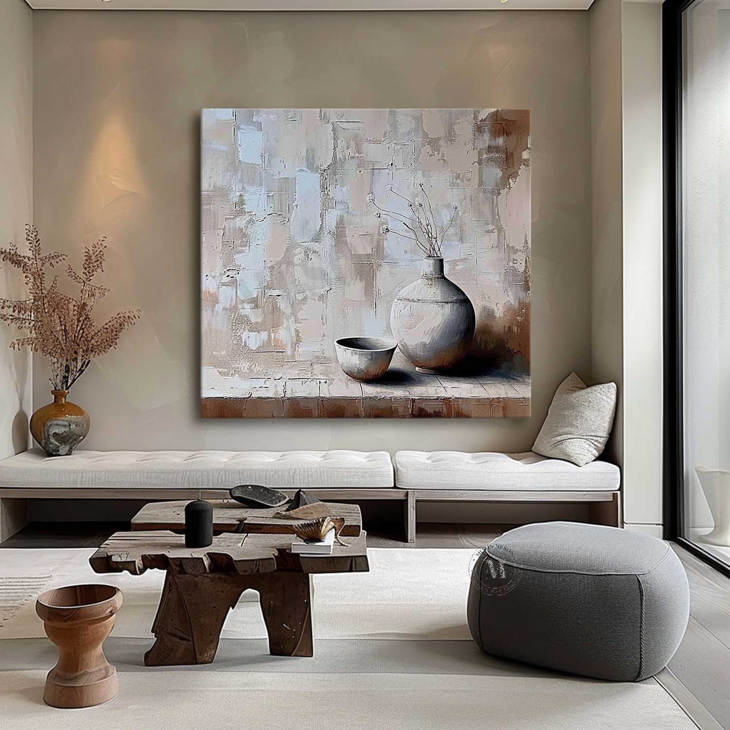 Gray Clay Pot Painting Gray Clay Pot Art Gray Clay Pot Canvas Wall Art for Sale