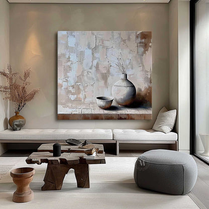 Gray Clay Pot Painting Gray Clay Pot Art Gray Clay Pot Canvas Wall Art for Sale