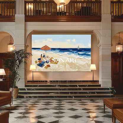 Beach Picnic Impasto Painting Textured Wall Art Buy Modern 3D Landscape Art Shop Online