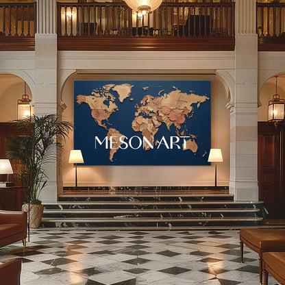 Textured World Minimalist Map Wall Decor Sculptural World Map Wall Painting