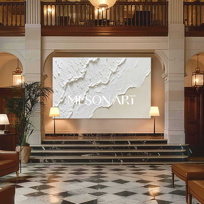 Large White And Beige Wave Painting Minimalist Interior Design Wall Decor