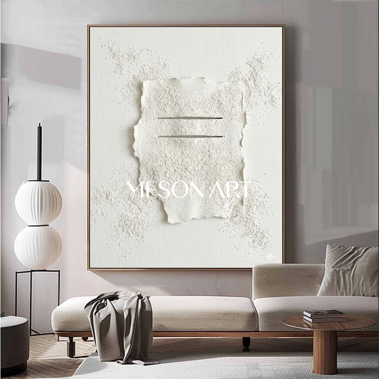 Contemporary Nordic Style Textured Wall Hanging, Modern Living Room Art, Large Hand-Painted Plaster Relief