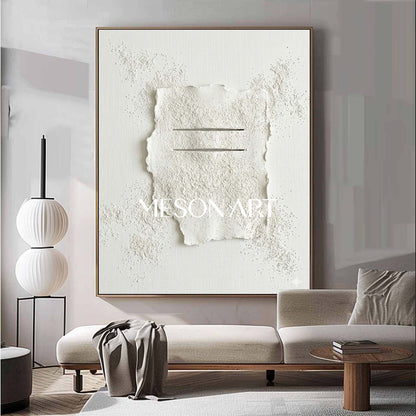 Contemporary Nordic Style Textured Wall Hanging, Modern Living Room Art, Large Hand-Painted Plaster Relief