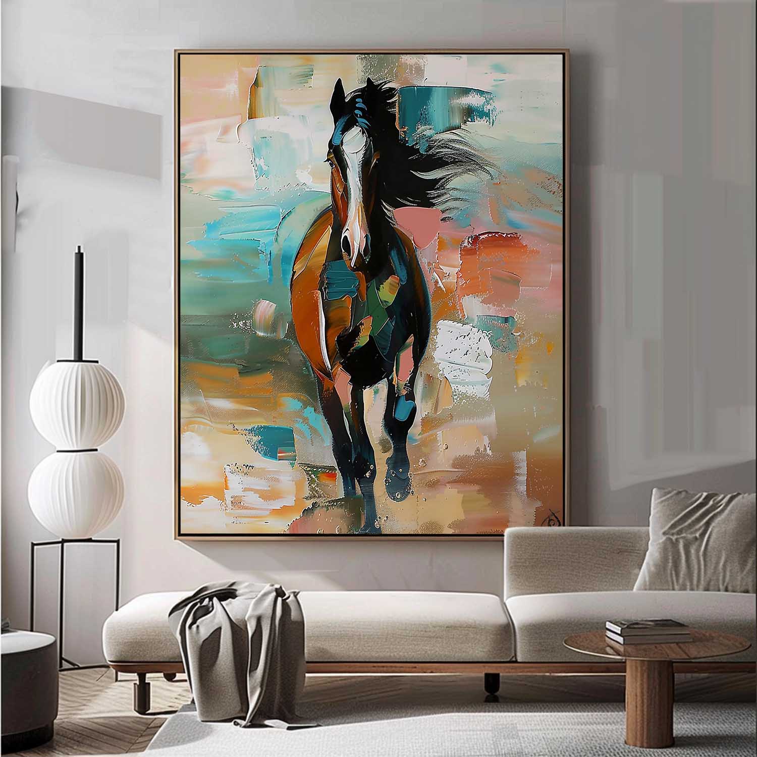 Large Running Horse Oil Painting on Canvas Horse Oil Painting for Sale Palette Horse Wall Art Decor