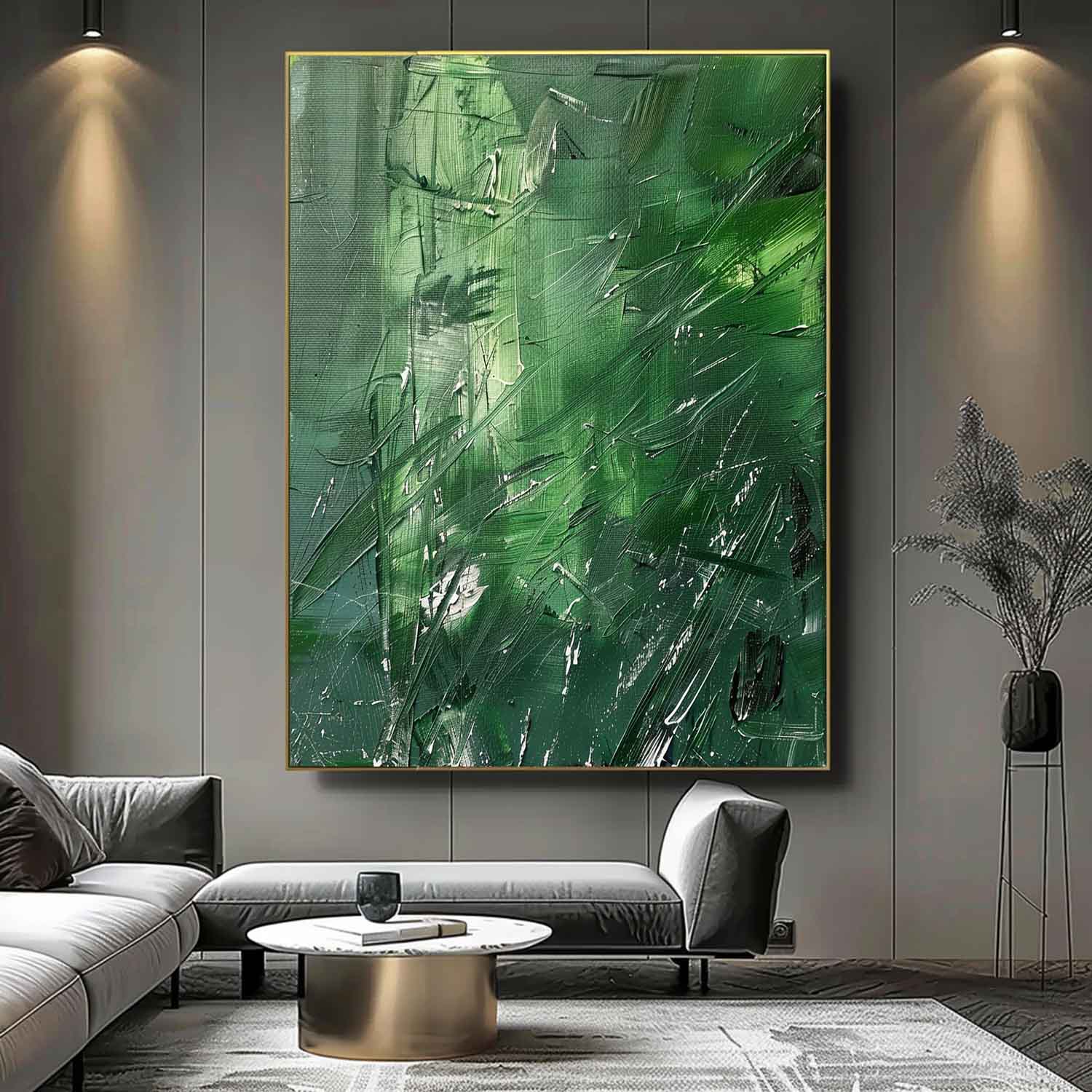 Green Abstract Textured Canvas Art for Sale Green Contemporary Abstract Wall Decor Hanging Painting