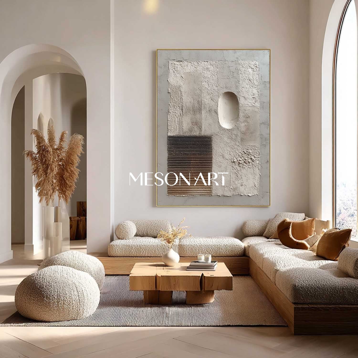 Large Wabi-Sabi Contemporary Minimalist Abstract Canvas with Textures