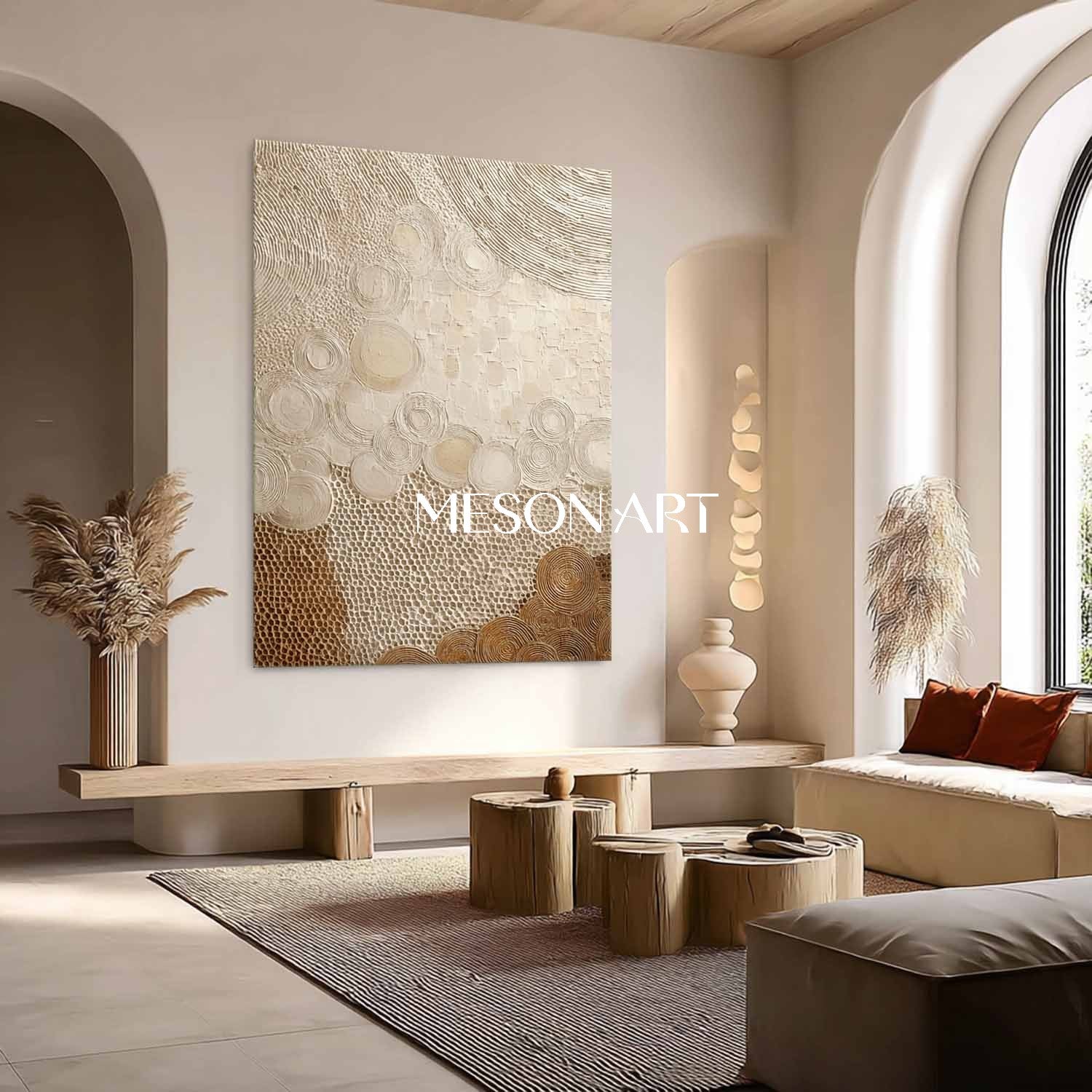 Neutral Beige Boho Canvas – Minimal Wall Art for Relaxing Spaces