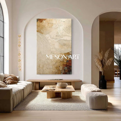 Oversized Neutral Boho Painting – Minimalist Artwork for Modern Homes