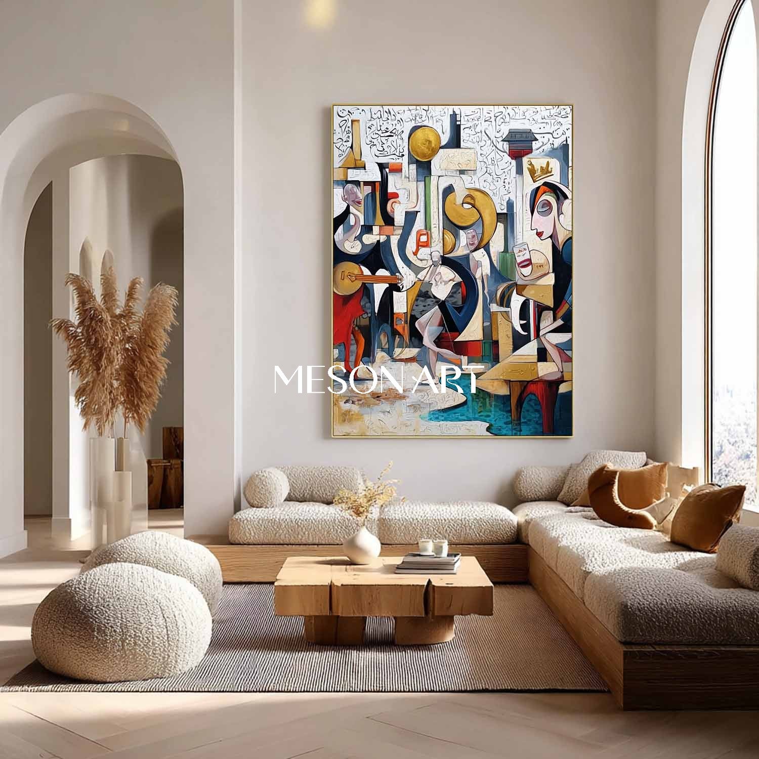 Colorful Cubism Abstract Figurative Art Large Canvas Hallway Art Decor