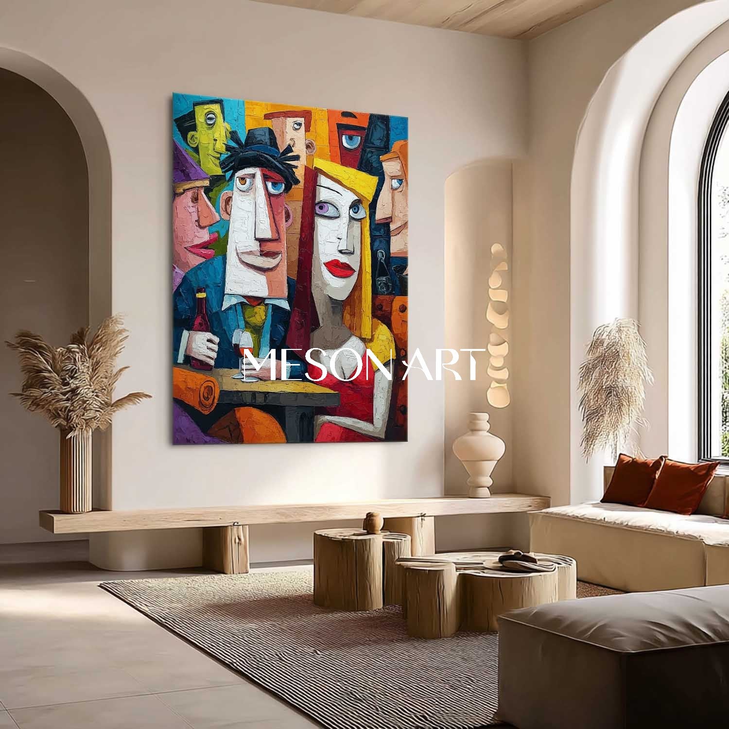 Vibrant Pop Art Restaurant Painting – Unique Canvas for Dining Room Decor