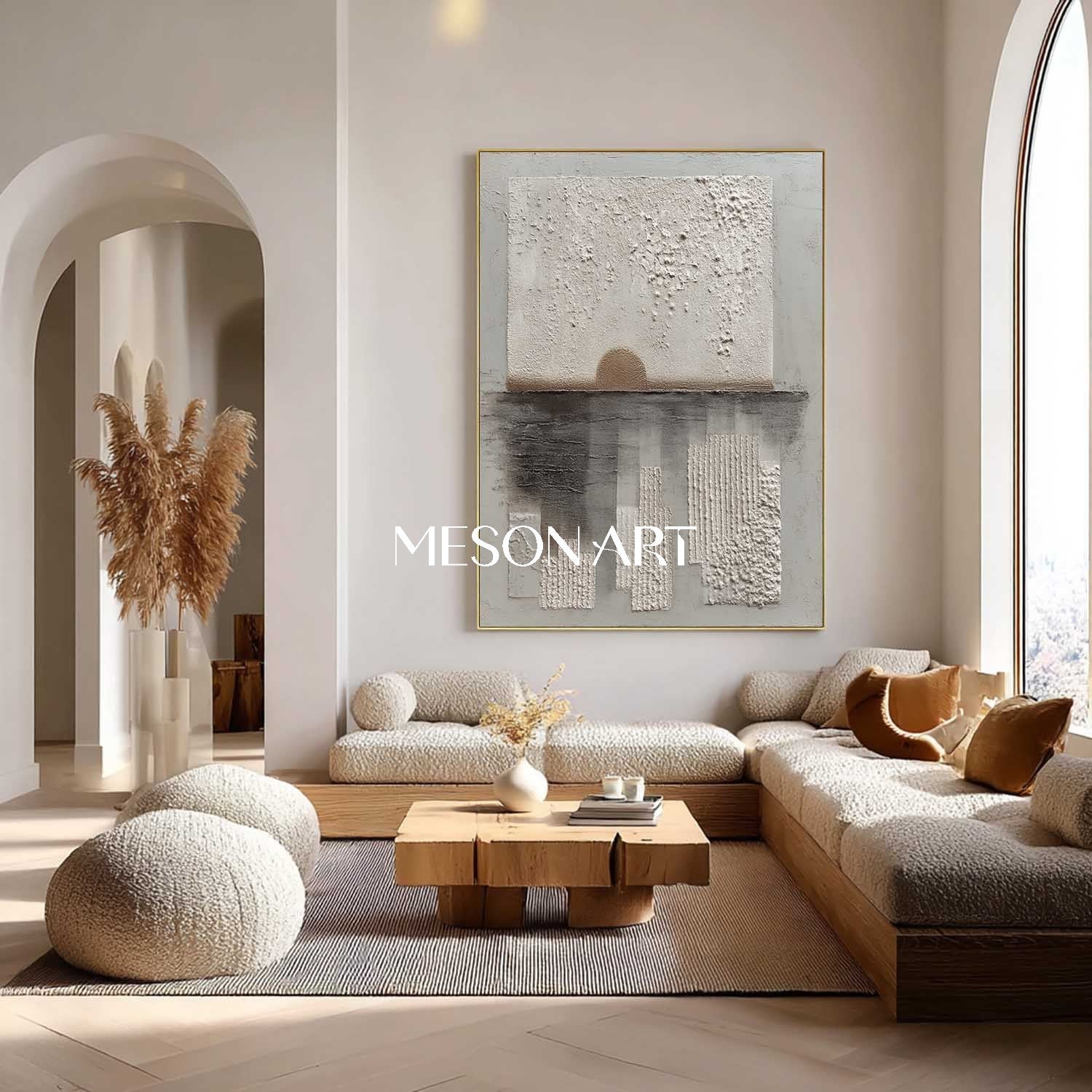 Minimalist Textured Wall Art Large Gray Canvas Entryway Wall Art