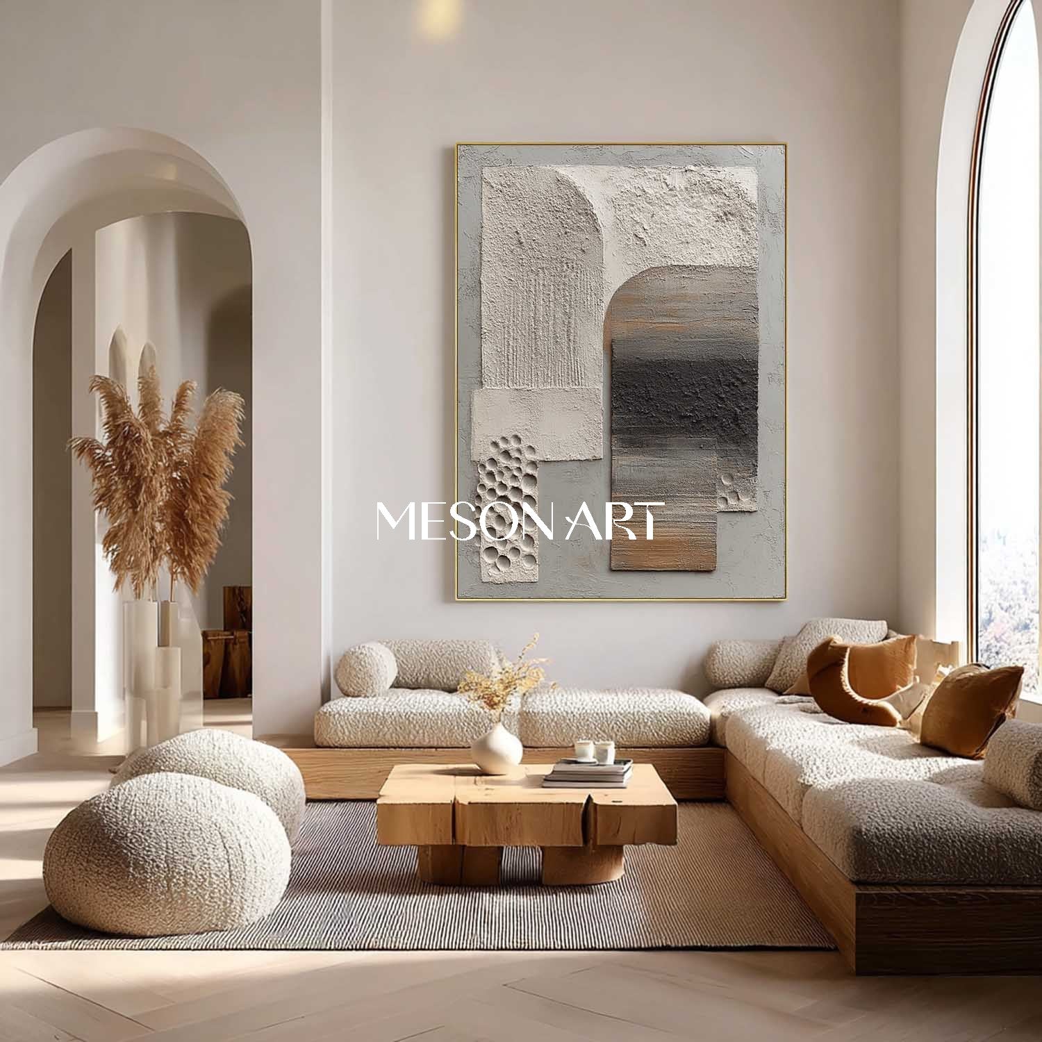 Original Wabi-Sabi Heavy Textured Abstract Painting Neutral Wall Art