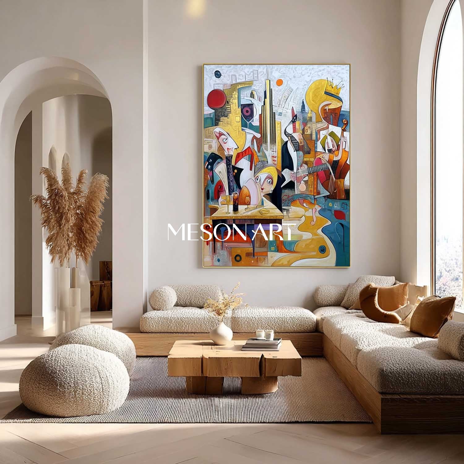 Picasso Style Cubist Figurative Painting Wall Art Living Room Decor