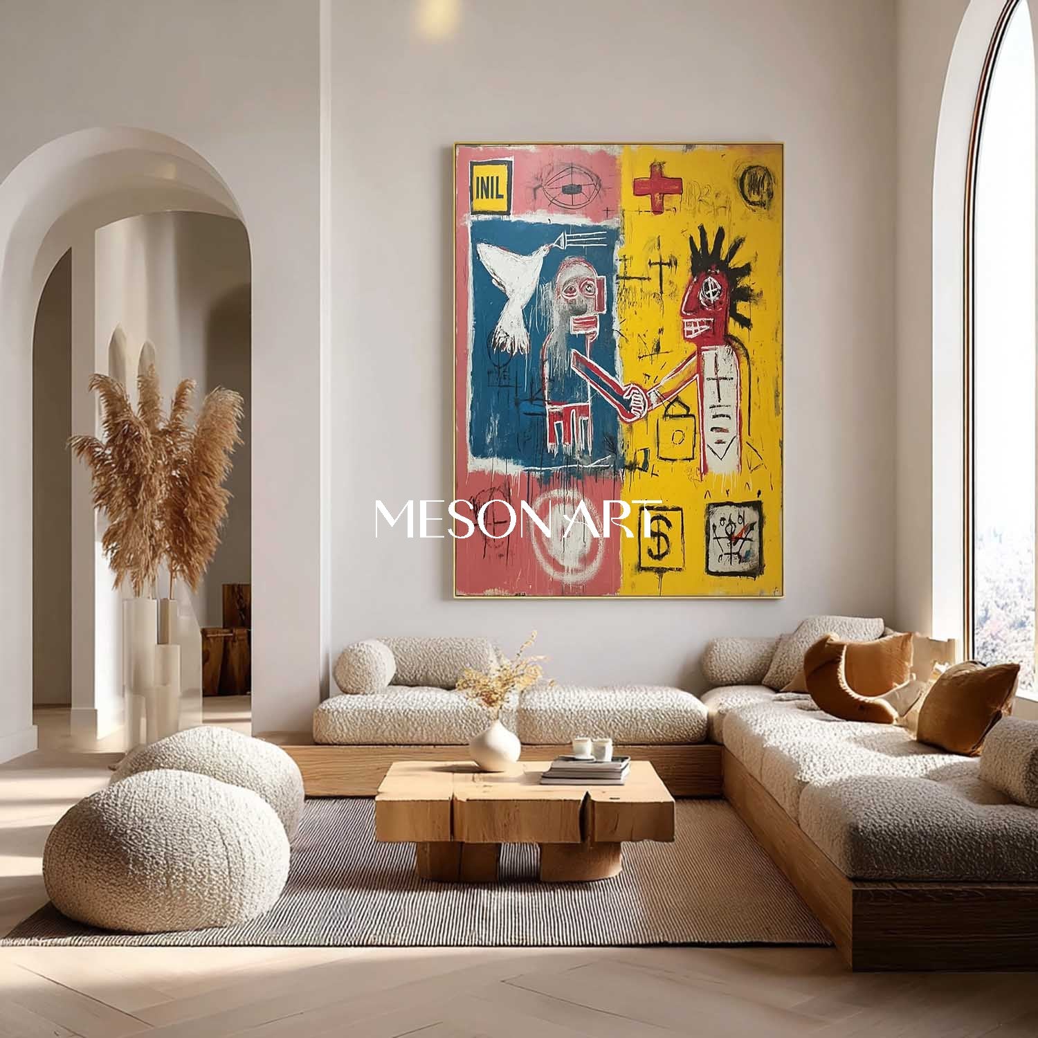 Original Neo Expressionist Art Canvas Bold Symbols Basquiat Inspired