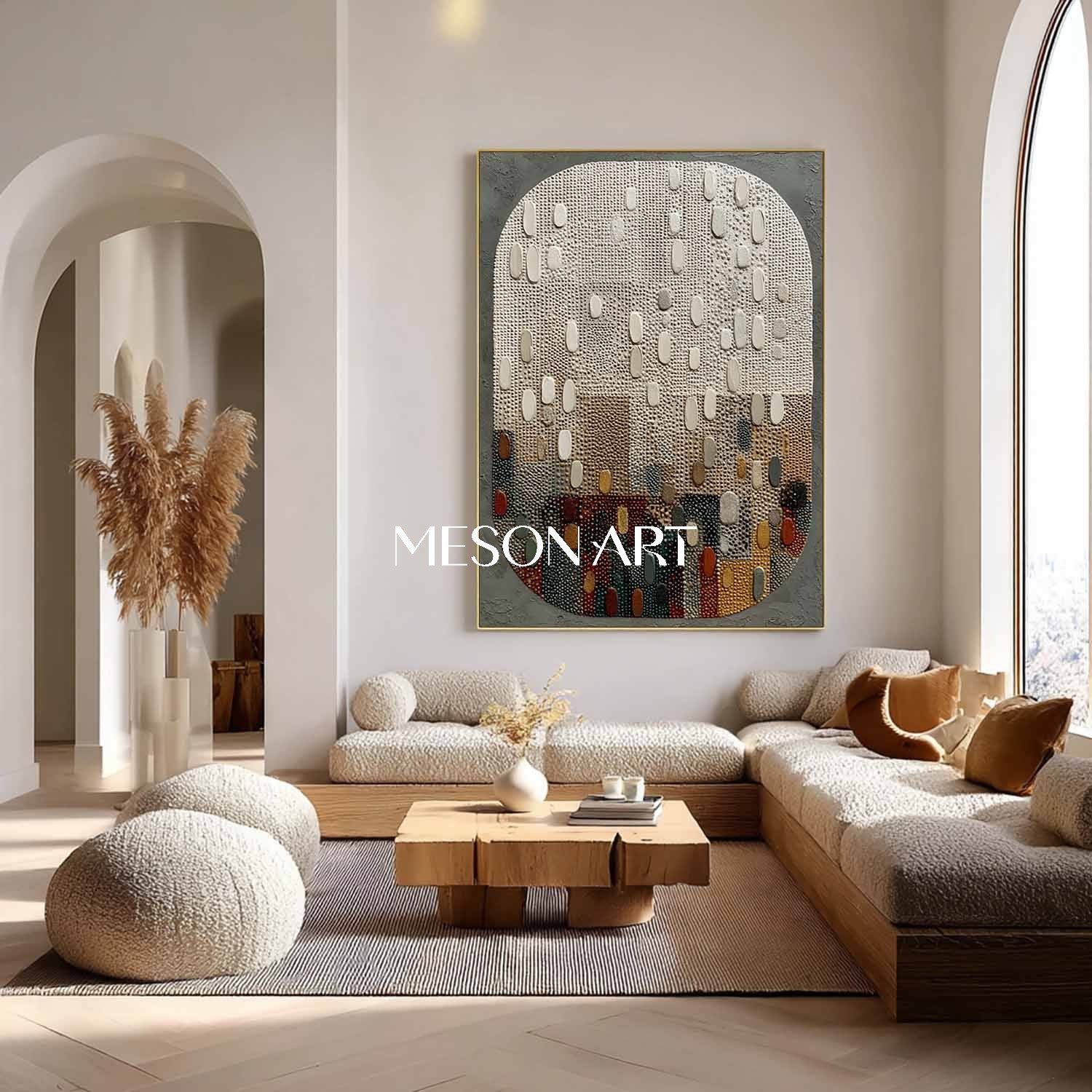 Contemporary Wabi-Sabi Textured Wall Art Colorful Neutral Square