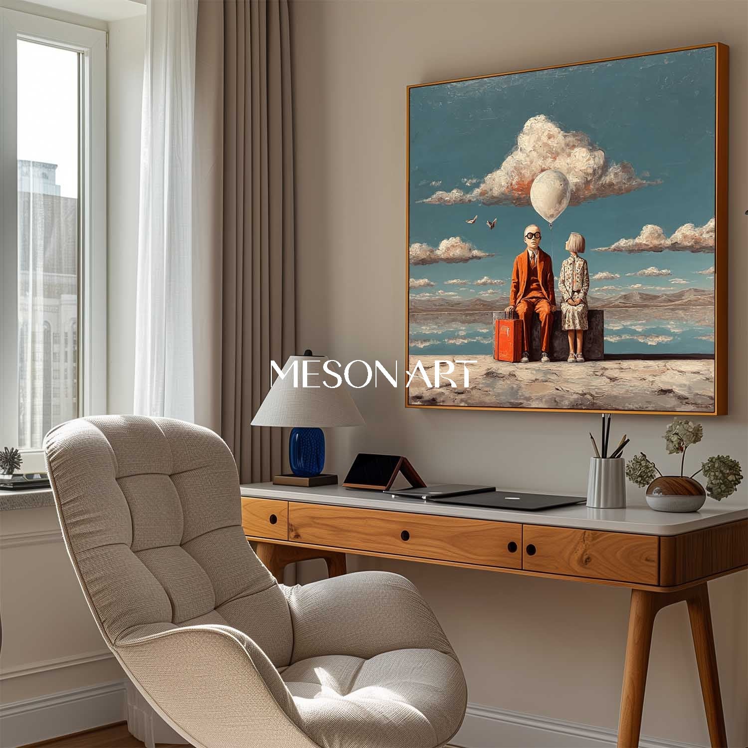 Dreamy Blue Sky Surrealist Art Framed Canvas Oversized Bedroom Shop Now