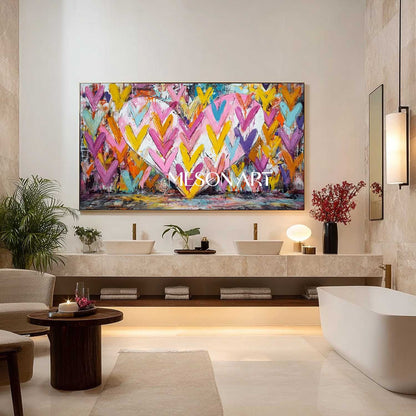 Large Heart Graffiti Abstract Canvas Art Heart Wall Decor Ideas Valentine's Day LOVE Artwork Gift