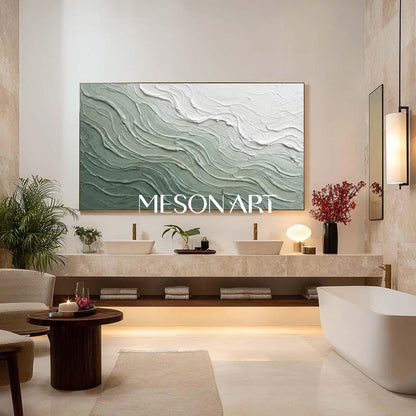 Green Abstract Ocean Wall Art Decor Sea Minimalist Art Canvas Painting