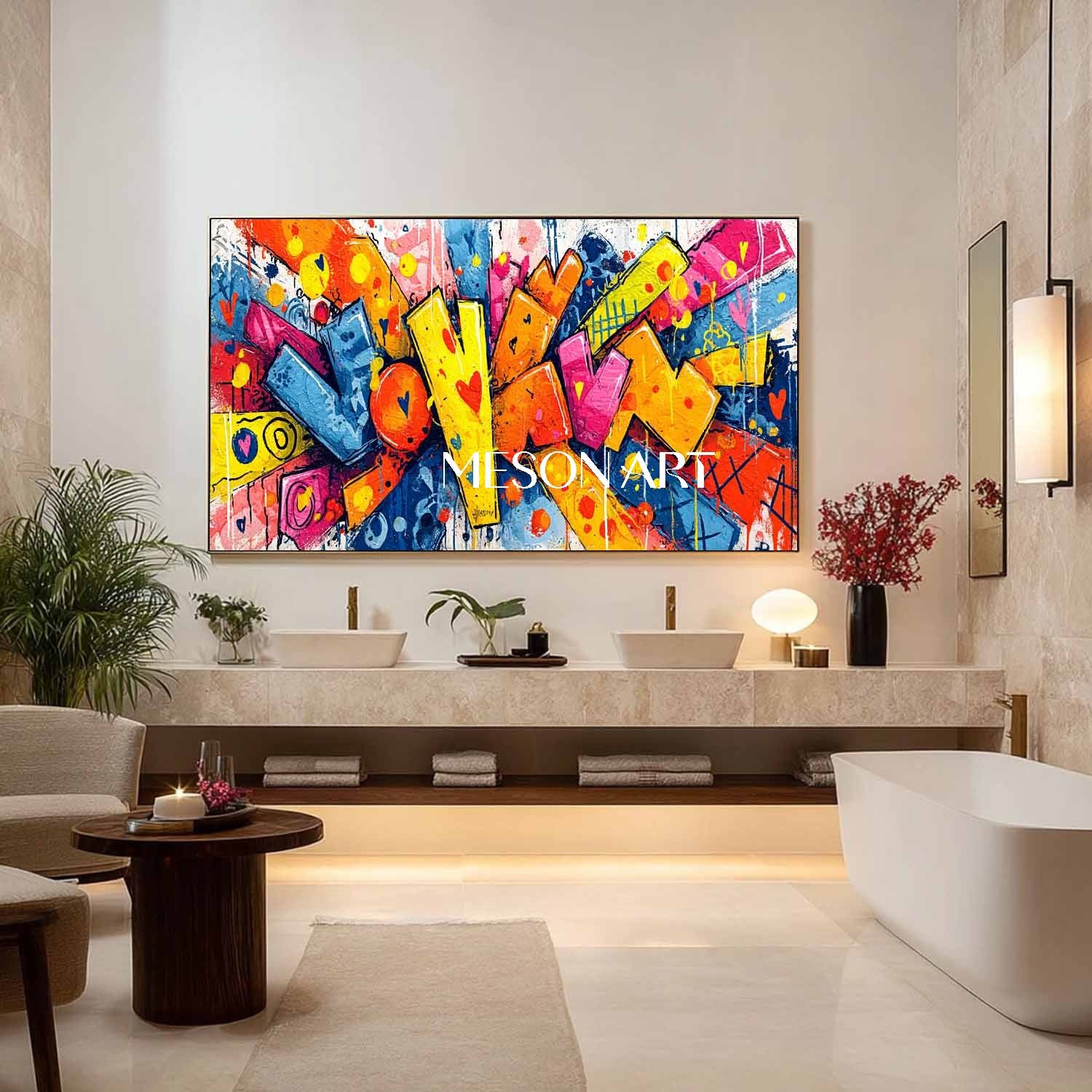 Heart shaped cartoon graffiti abstract art for sale Heart shaped graffiti wall art decoration ideas