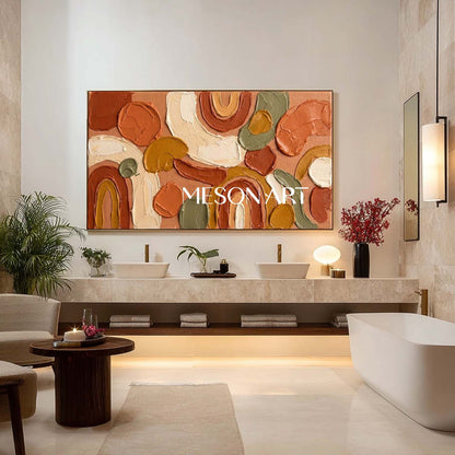 3D Large Bohemian Minimalist Canvas Painting Arched Lines Abstract Art