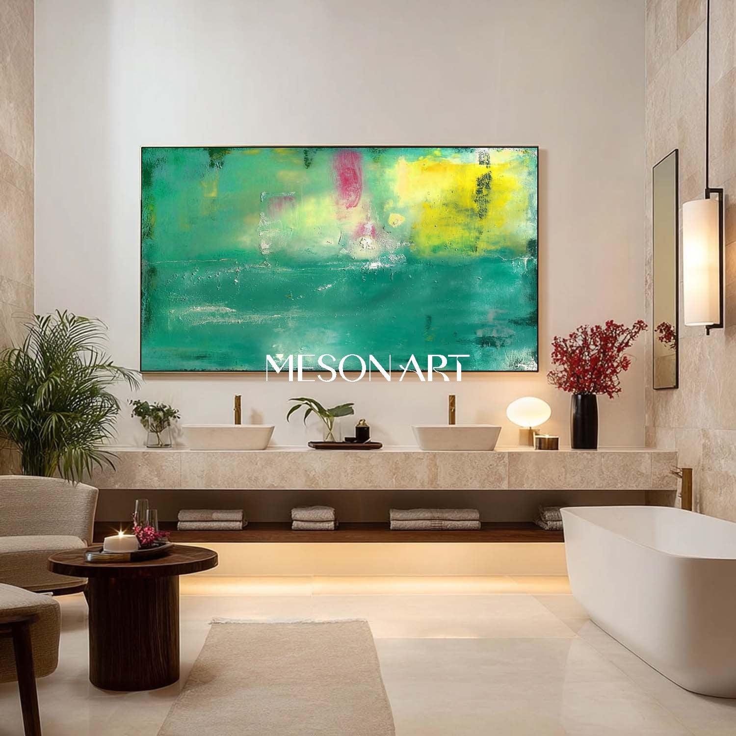 Big Green Abstract Painting Green Wall Art Decoration For Living Room