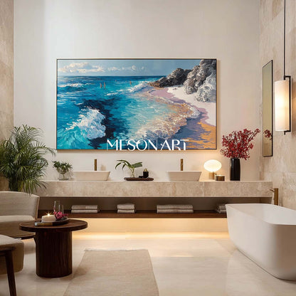 Large 3D Beach Waves Abstract Art Beach Seaside Canvas Wall Art Decoration For Sale