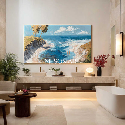 Large 3D Seaside Beach Abstract Art Coastal Vacation Canvas Wall Art Decoration For Sale