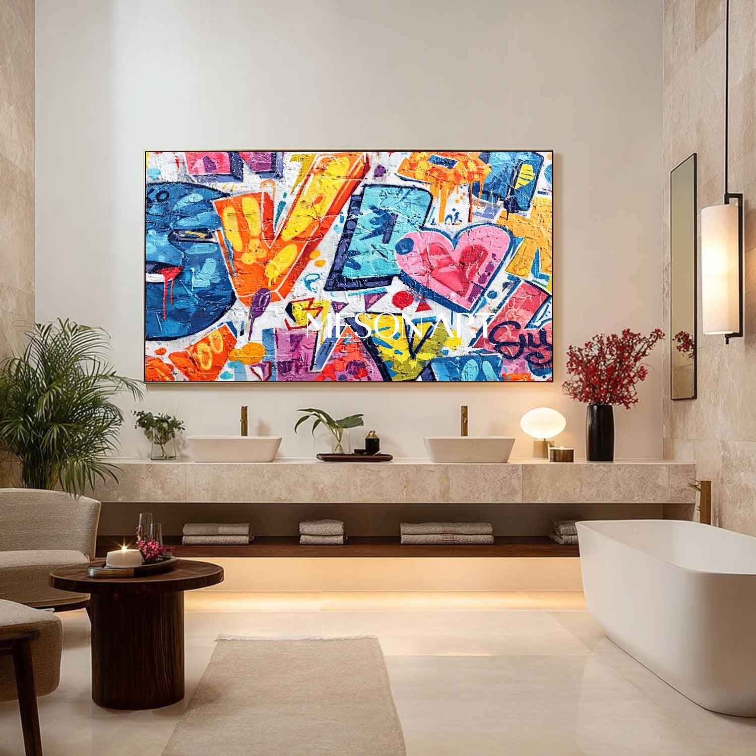 Love Heart Graffiti Abstract Art Canvas Love Heart Graffiti Home Wall Art Decoration For Sale