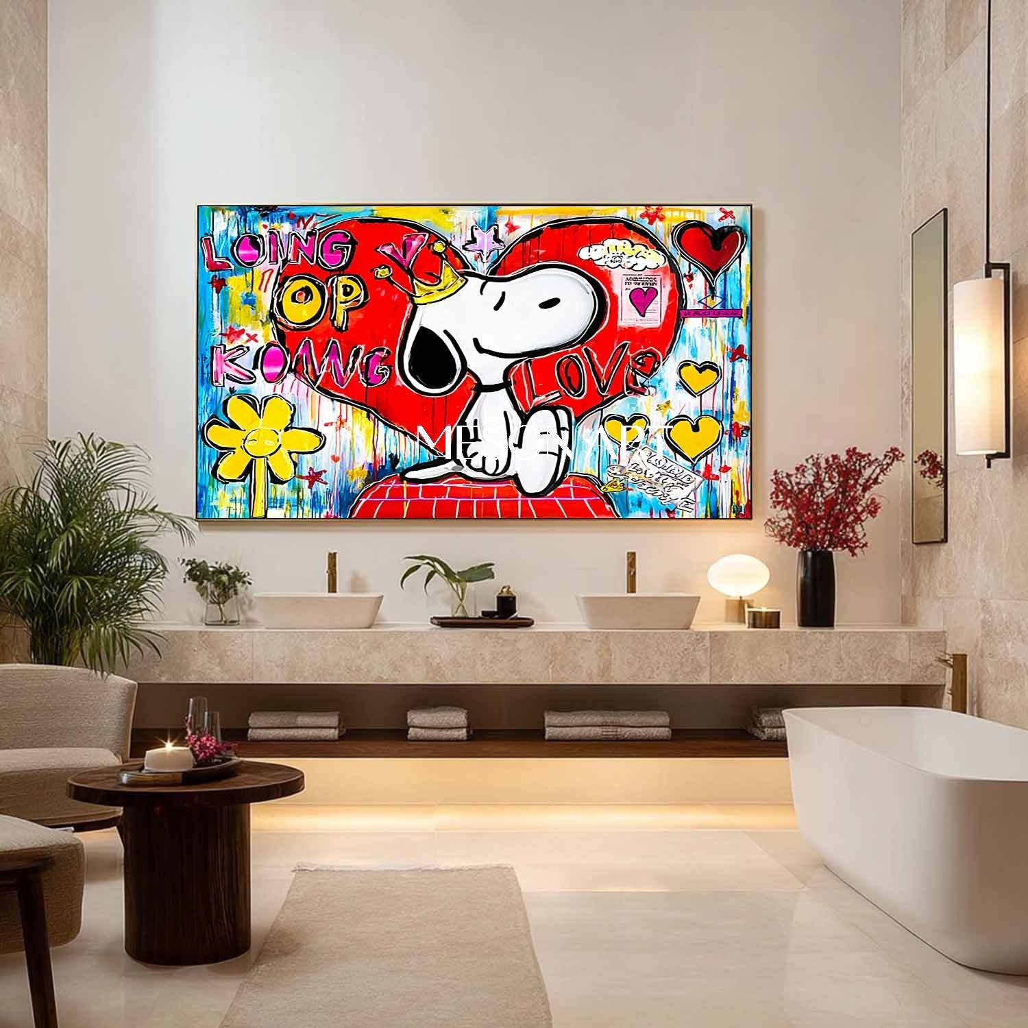 LOVE and Snoopy graffiti abstract art Snoopy pop art Snoopy and LOVE wall art decoration