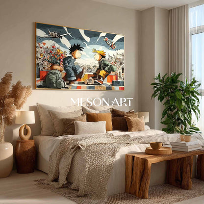 Anti-War Surreal Art – Innocent Kids Beneath a Sky of Conflict