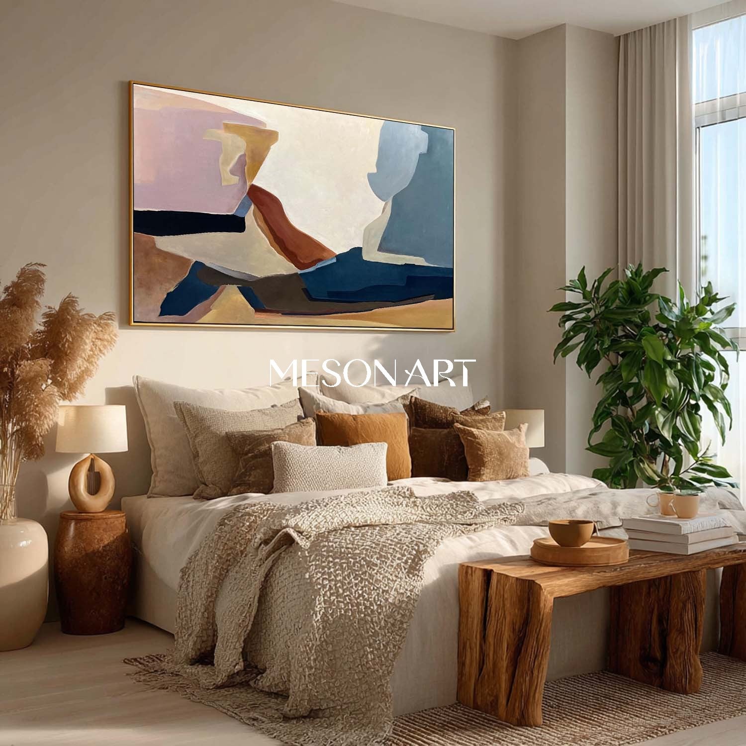 Contemporary Geometric Abstract Art, Medieval Minimalist Abstract Canvas Wall Decoration